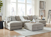 Aslan Court - 2 Pc. - 4-Piece Sofa Pit Sectional, Ottoman - Pebble