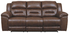 Stoneland - Power Reclining Sofa - Faux Leather - Chocolate