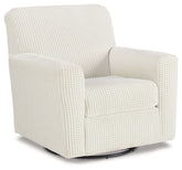 Herstow - Swivel Glider Accent Chair - Fabric - Ivory