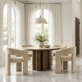 Seaton/Amara - 5 Piece Dining Set - Walnut / Beige
