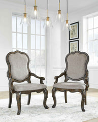 Maylee - Dining Upholstered Arm Chair (Set of 2) - Dark Brown