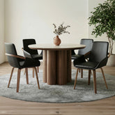 Seaton/Caspian - 5 Piece Dining Set - Walnut / Black