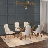 Stark/Cora - 7 Piece Dining Set - Walnut / Beige
