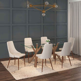 Stark/Cora - 7 Piece Dining Set - Walnut / Beige