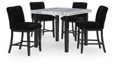 Mervannie - 5 Pc. - Counter Height Dining Table And 4 Barstools - Gray / Black