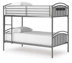 Lanceburg - 3 Pc. - Twin Over Twin Bunk Bed And 2 Mattresses - Gray