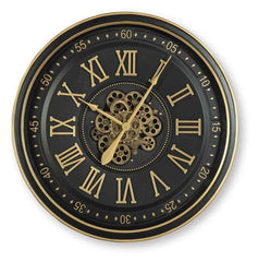 Dairton - Wall Clock - Black / Gold Finish