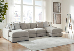 Aslan Court - 5 Pc. - 4-Piece Sofa Pit Sectional, Ottoman - Pebble