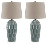 Hadbury - Ceramic Table Lamp (Set of 2) - Pale Blue / Teal