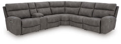 Next-Gen Durapella - 6-Piece Power Reclining Sectional With Storage Console - Slate - Faux Leather