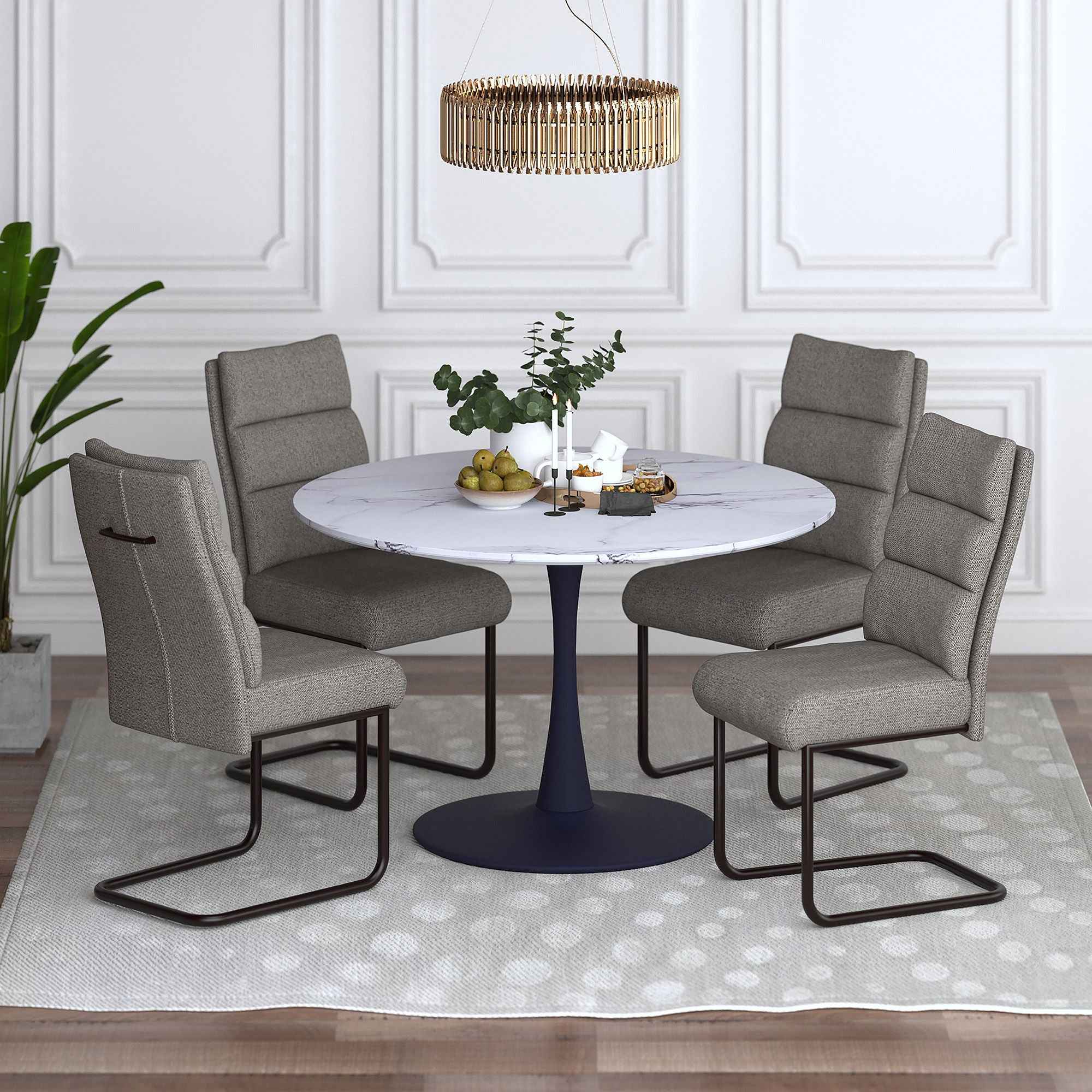 Zilo/Brodi - 5 Piece Dining Set - White / Charcoal