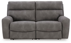 Next-Gen Durapella - 2-Piece Power Reclining Sectional Loveseat - Slate - Faux Leather