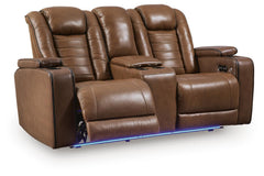 Gruaro - Power Reclining Loveseat With Console / Adjustable Headrest - Amber