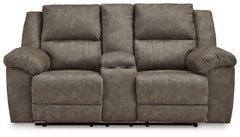 Laresview - Dbl Reclining Loveseat With Console - Faux Leather - Fossil