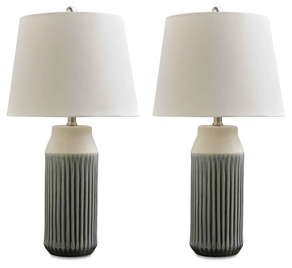 Afener - Ceramic Table Lamp (Set of 2) - Blue / Beige