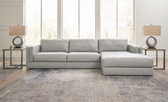 Amiata - 2-Piece Sectional With Raf Corner Chaise - Leather Match - Glacier