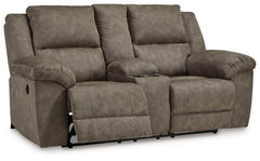 Laresview - Dbl Reclining Loveseat With Console - Faux Leather - Fossil