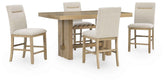 Lasinger - 5 Pc. - Counter Height Dining Table And 4 Barstools - Light Brown