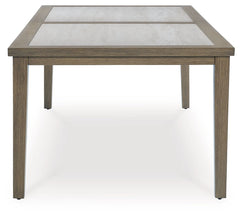 Rainier Ranch - Rectangle Dining Table With Umbrella Option - Brown / Beige