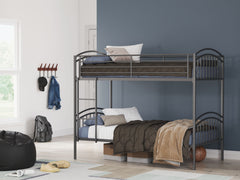 Lanceburg - 3 Pc. - Twin Over Twin Bunk Bed And 2 Mattresses - Gray