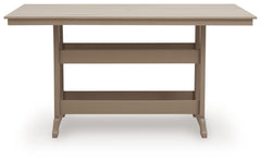 Seacliff Beach - Rectangular Counter Height Dining Table With Umbrella Option - Medium Brown