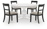 Greddinton - Round Dining Table Set - Black Chairs