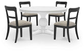 Greddinton - Round Dining Table Set - Black Chairs