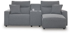 Modmax II - 3-Piece Power Reclining Sectional With RAF Press Back Power Chaise And Console - Salt And Pepper - Next-Gen Nuvella