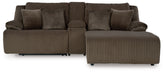 Top Tier - 3-Piece Reclining Sectional Sofa With Raf Press Back Chaise - Fabric - Chocolate