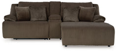 Top Tier - 3-Piece Reclining Sectional Sofa With Raf Press Back Chaise - Fabric - Chocolate