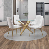 Carmilla/Antoine - 5 Piece Dining Set - Aged Gold / White