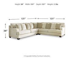 Rawcliffe - Left Arm Facing Sofa 3 Pc Sectional - Parchment