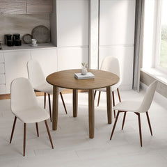 Conrad/Lyna - 5 Piece Dining Set - Walnut / Beige