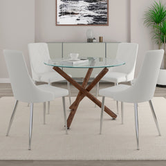Rocca/Devo - 5 Piece Dining Set - Walnut / White