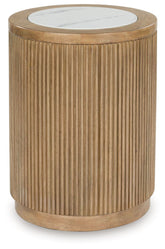 Camdill - Round End Table - Light Brown / White