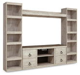 Willowton - 4-Piece Entertainment Center - Whitewash - Home Style Furniture