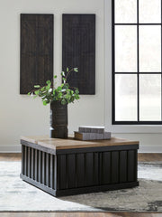 Rylandyn - Lift Top Cocktail Table - Black / Light Brown