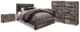 Derekson Queen Storage Bed, 2 Chests and 2 Nightstands