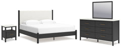 Cadmori King Panel Bed, Dresser, Mirror and Nightstand