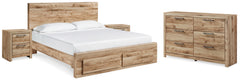 Hyanna King Panel Storage Bed, Dresser and 2 Nightstands
