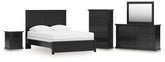 Maribel Queen Panel Bed, Dresser, Mirror, Chest and Nightstand