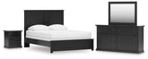 Maribel Queen Panel Bed with Dresser, Mirror and Nightstand