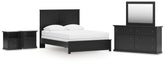 Maribel Queen Panel Bed with Dresser, Mirror and 2 Nightstands