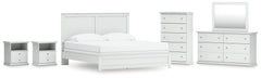 Bostwick Shoals King Panel Bed, Dresser, Mirror, Chest and 2 Nightstands