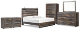 Drystan King Panel Bed, Dresser, Mirror and 2 Nightstands