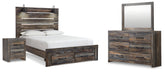 Drystan Queen Panel Storage Bed, Dresser, Mirror and Nightstand