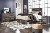 Drystan King Panel Bed with Storage, Dresser, Mirror and Nightstand