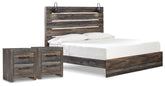 Drystan King Panel Bed and 2 Nightstands
