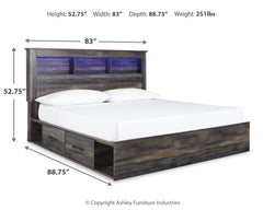 Drystan King Bookcase Bed with 2 Storage Drawers