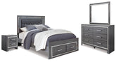Lodanna Queen Panel Storage Bed with Mirrored Dresser and Nightstand